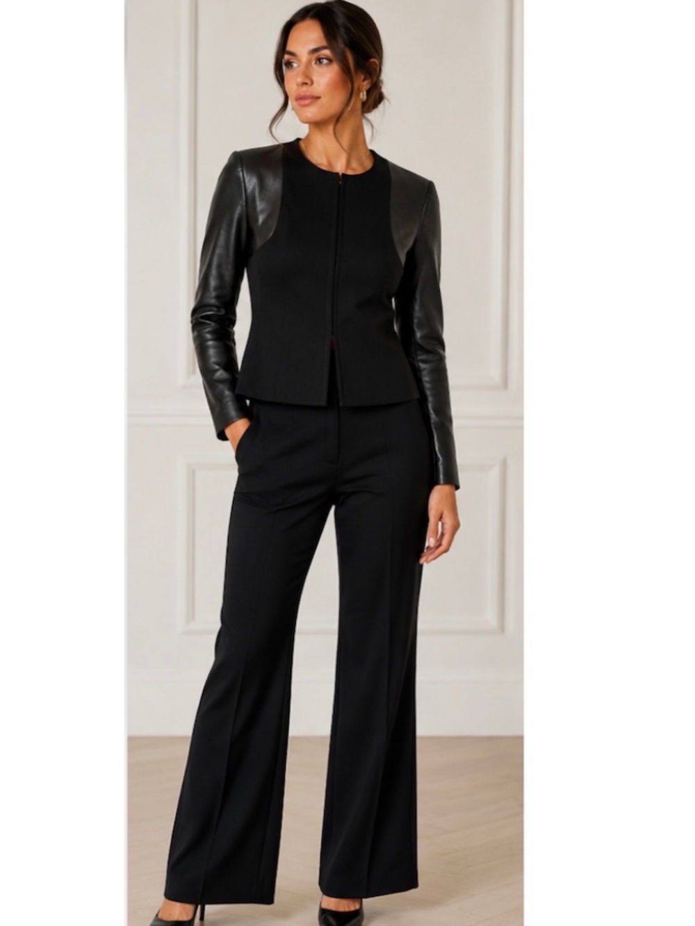 Vintage Irfé Women’s Leather Trim Suit Set – EU 38 (fits size 2)